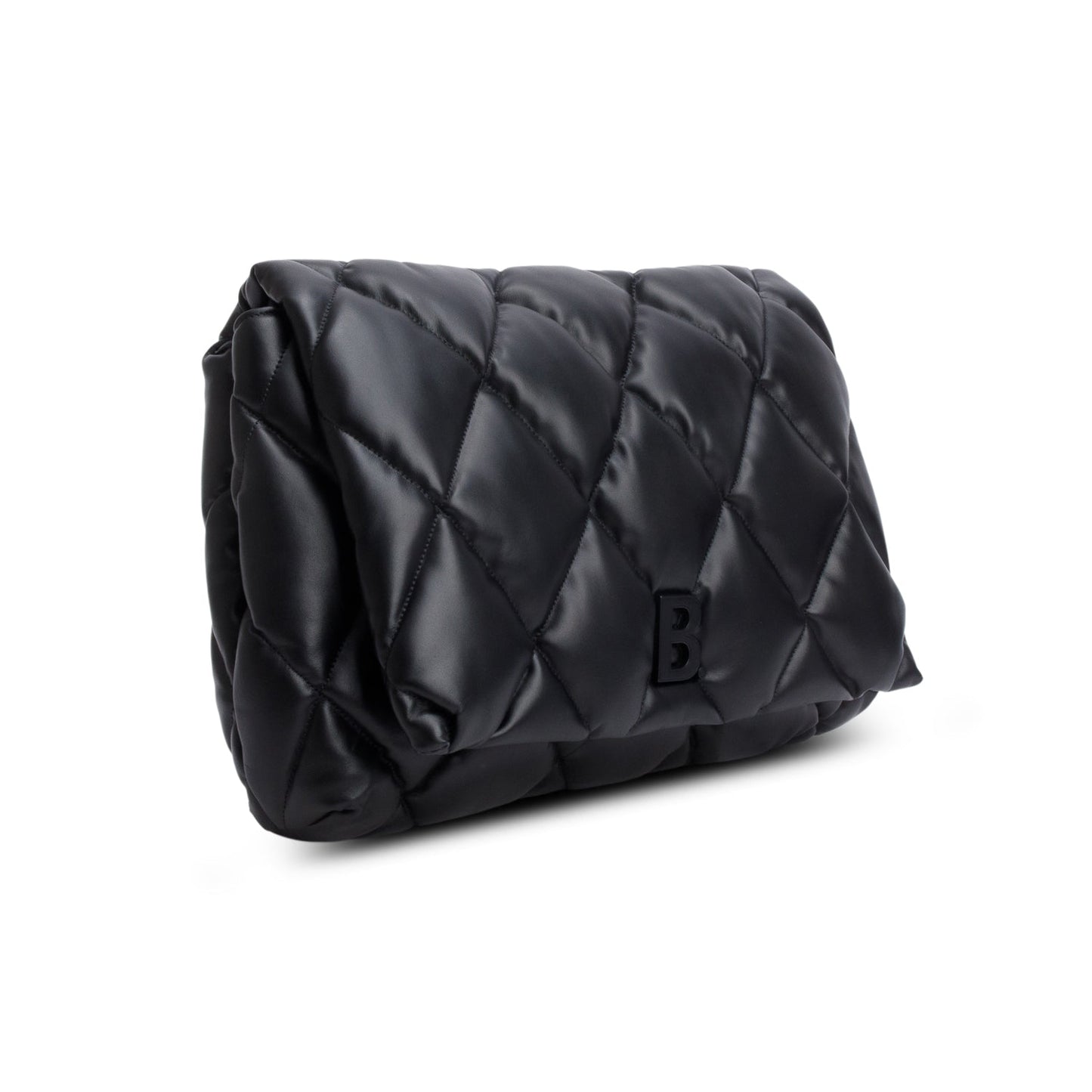 Balenciaga Black Nappa Calfskin Quilted Touch B Puffy Clutch