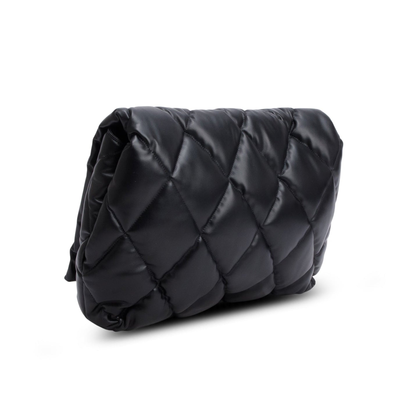 Balenciaga Black Nappa Calfskin Quilted Touch B Puffy Clutch