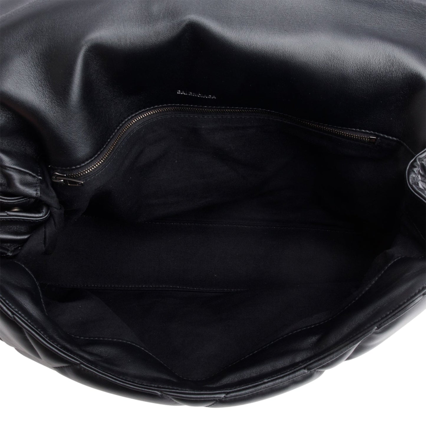 Balenciaga Black Nappa Calfskin Quilted Touch B Puffy Clutch