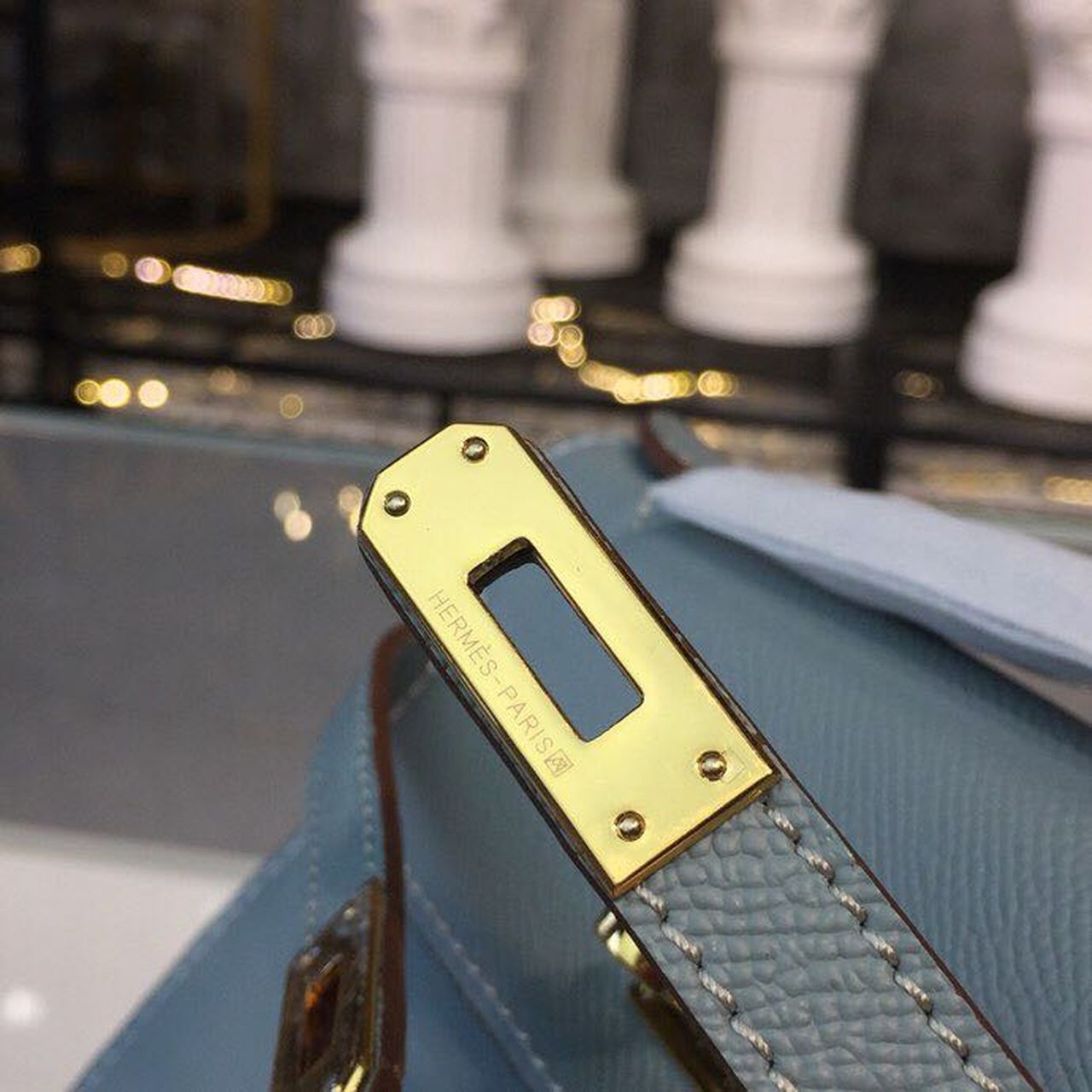 Top Quality Mini Kelly KP Pochette Blue Jean For Women Gold Toned Hardware 8.7in/22cm