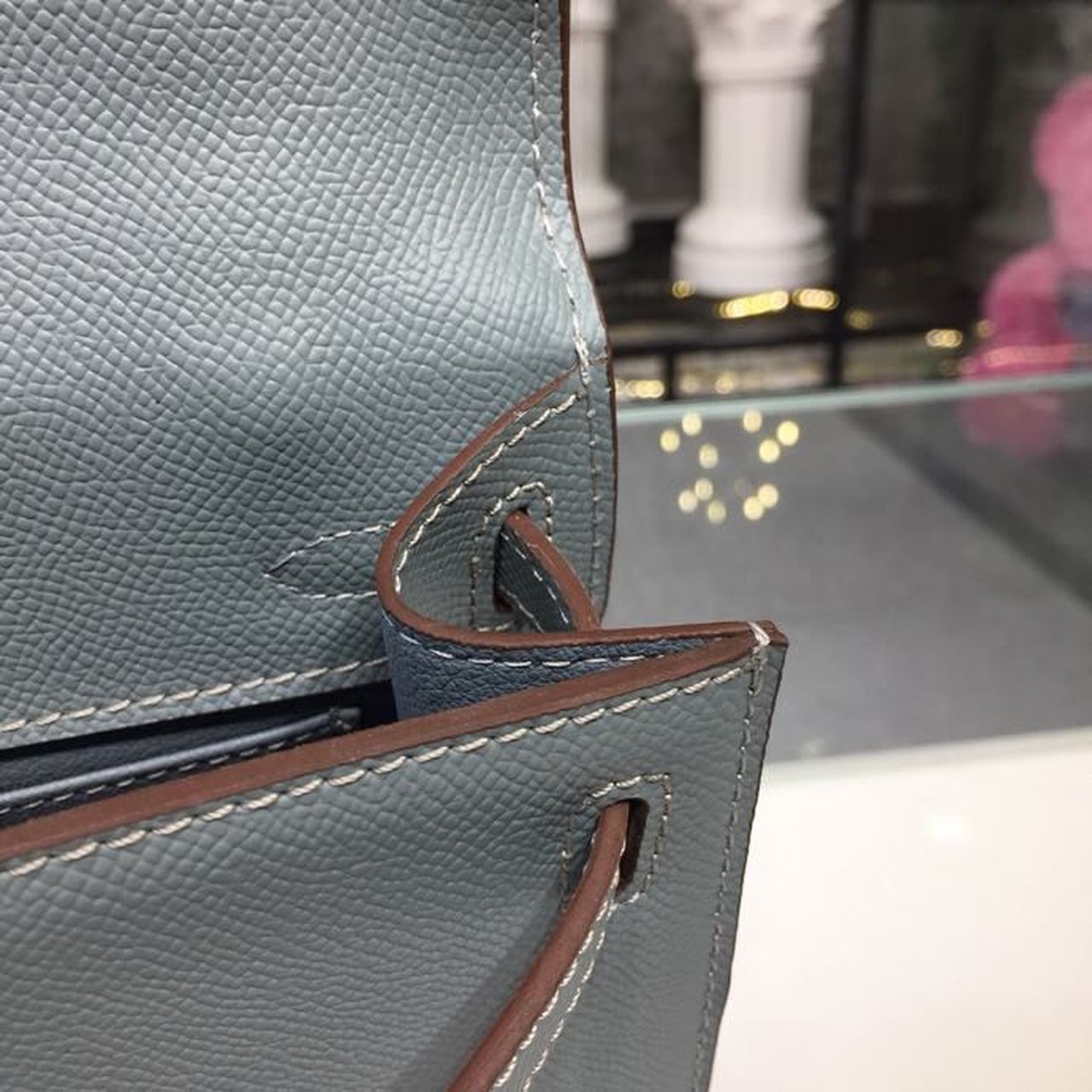 Top Quality Mini Kelly KP Pochette Blue Jean For Women Gold Toned Hardware 8.7in/22cm