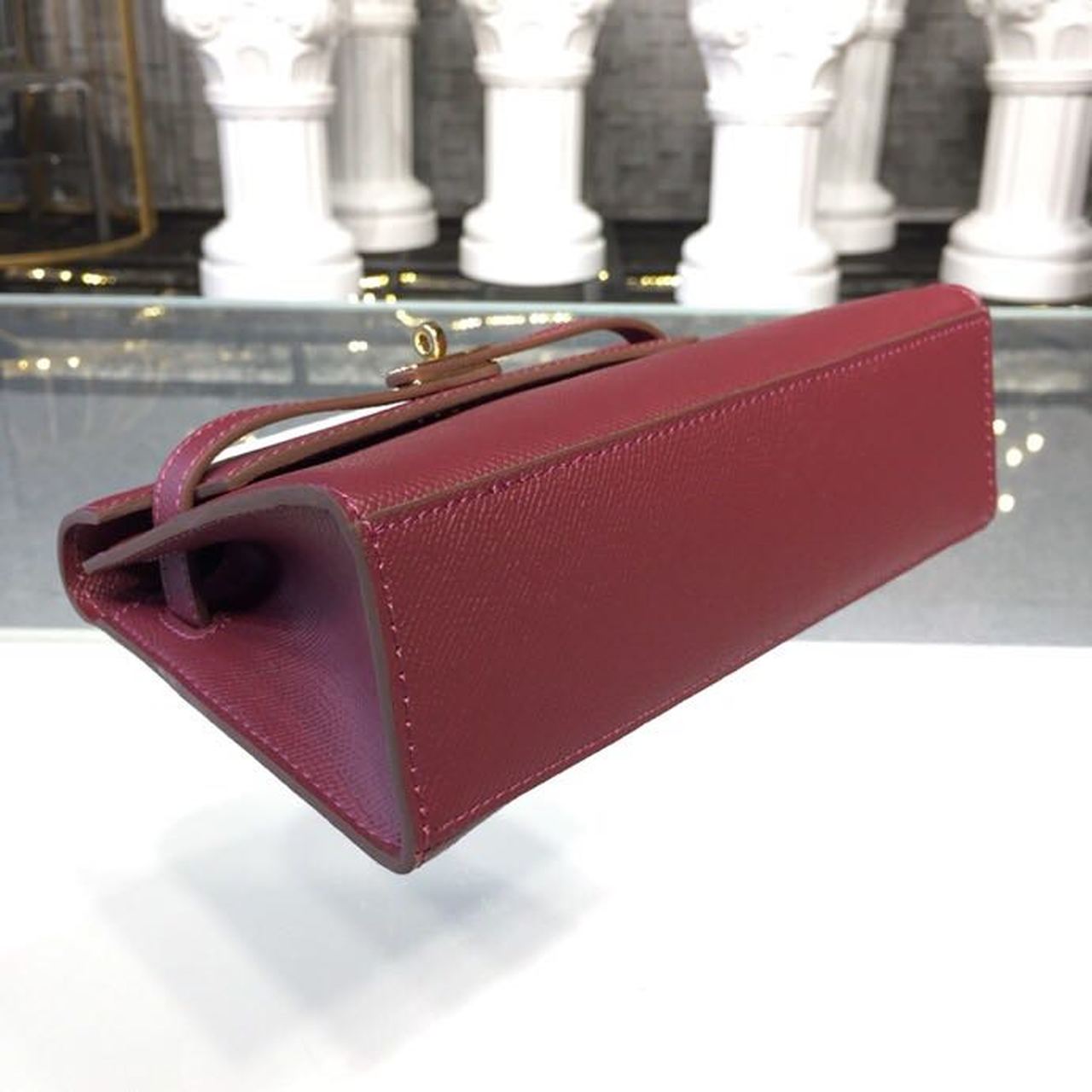 Top Quality Mini Kelly KP Pochette Burgundy For Women Gold Toned Hardware 8.7in/22cm