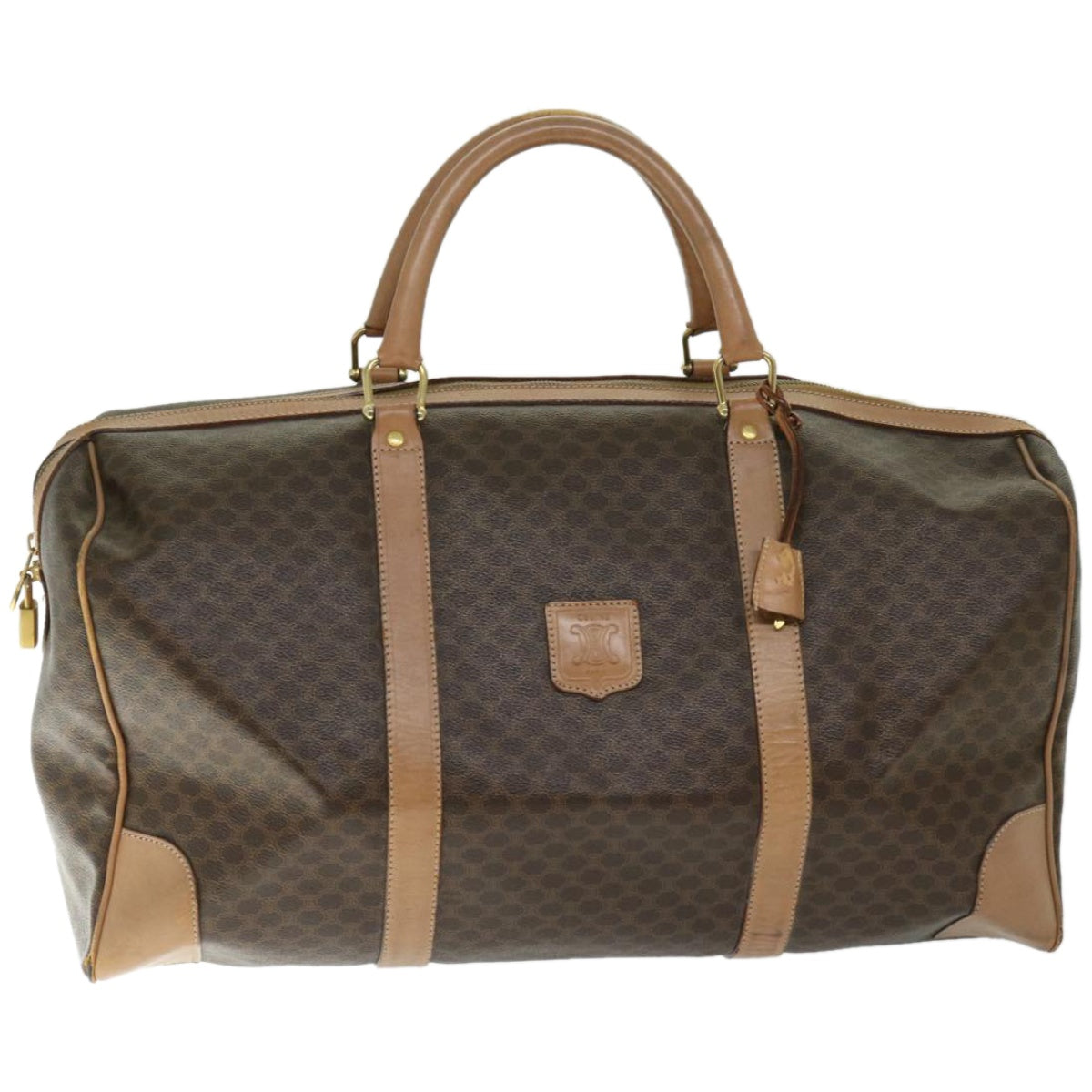 Luxury CELINE Macadam Canvas Boston Bag PVC Brown  66822