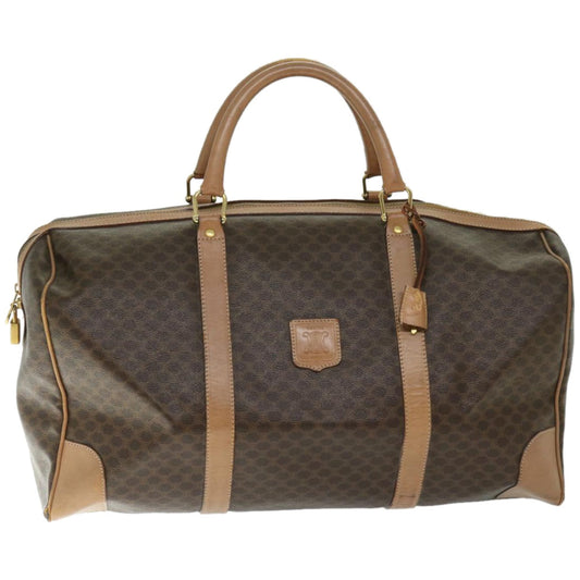Luxury CELINE Macadam Canvas Boston Bag PVC Brown  66822