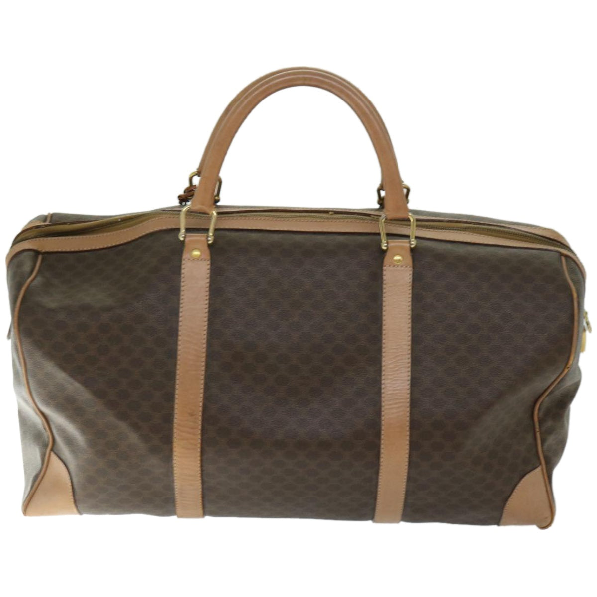 Luxury CELINE Macadam Canvas Boston Bag PVC Brown  66822