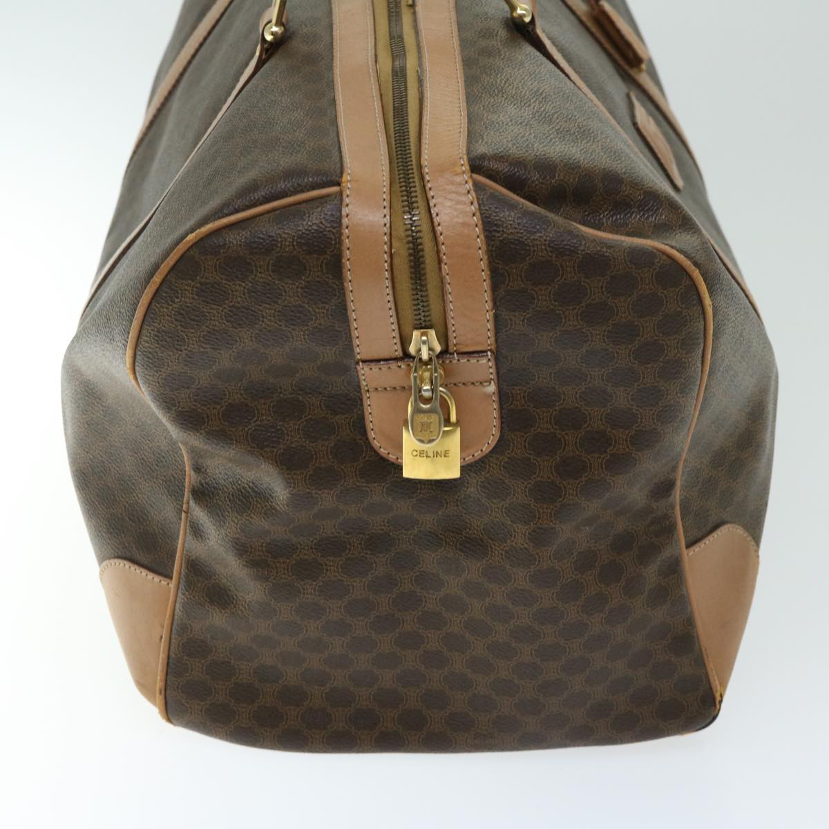 Luxury CELINE Macadam Canvas Boston Bag PVC Brown  66822