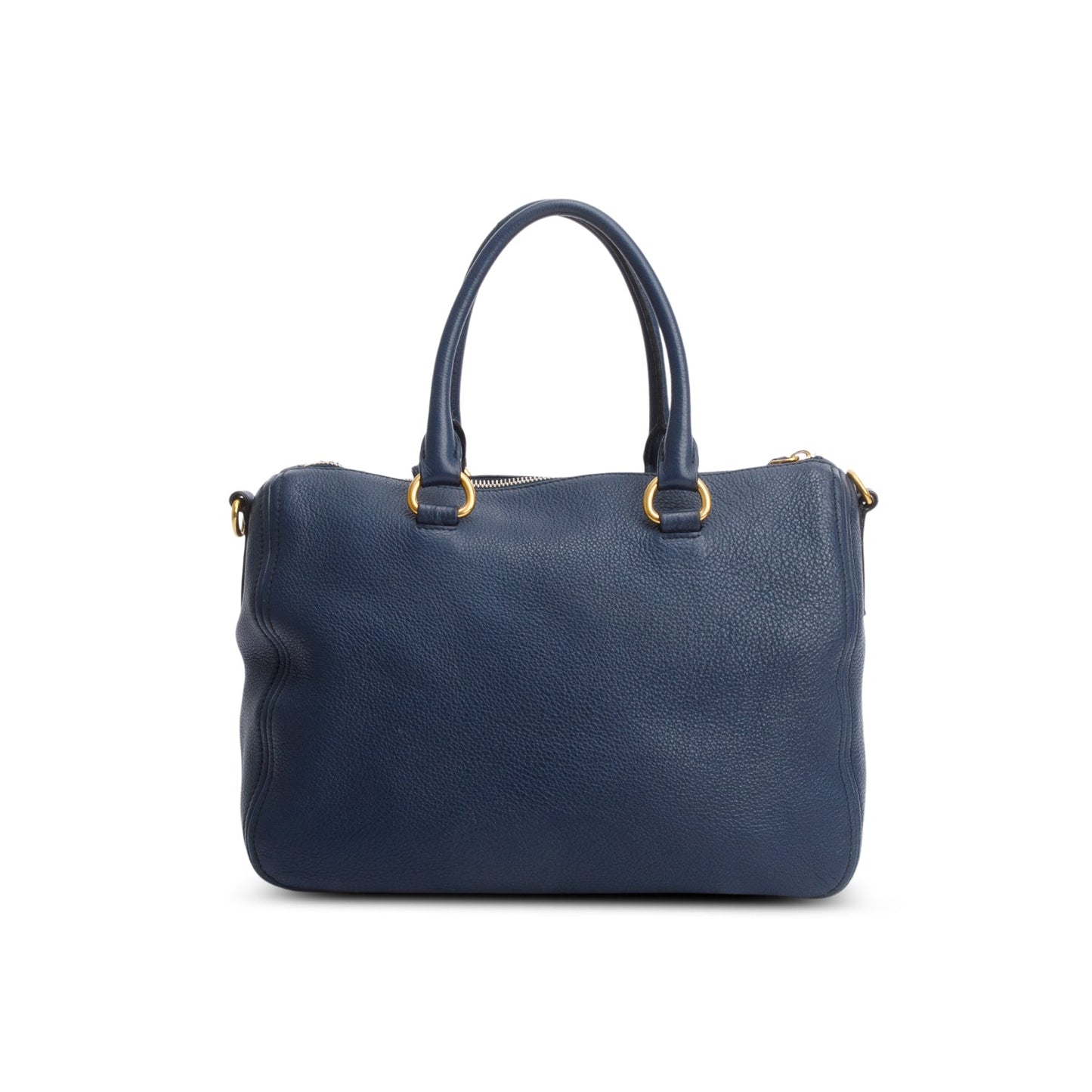 Prada Blue Vitello Daino Two-Way Tote
