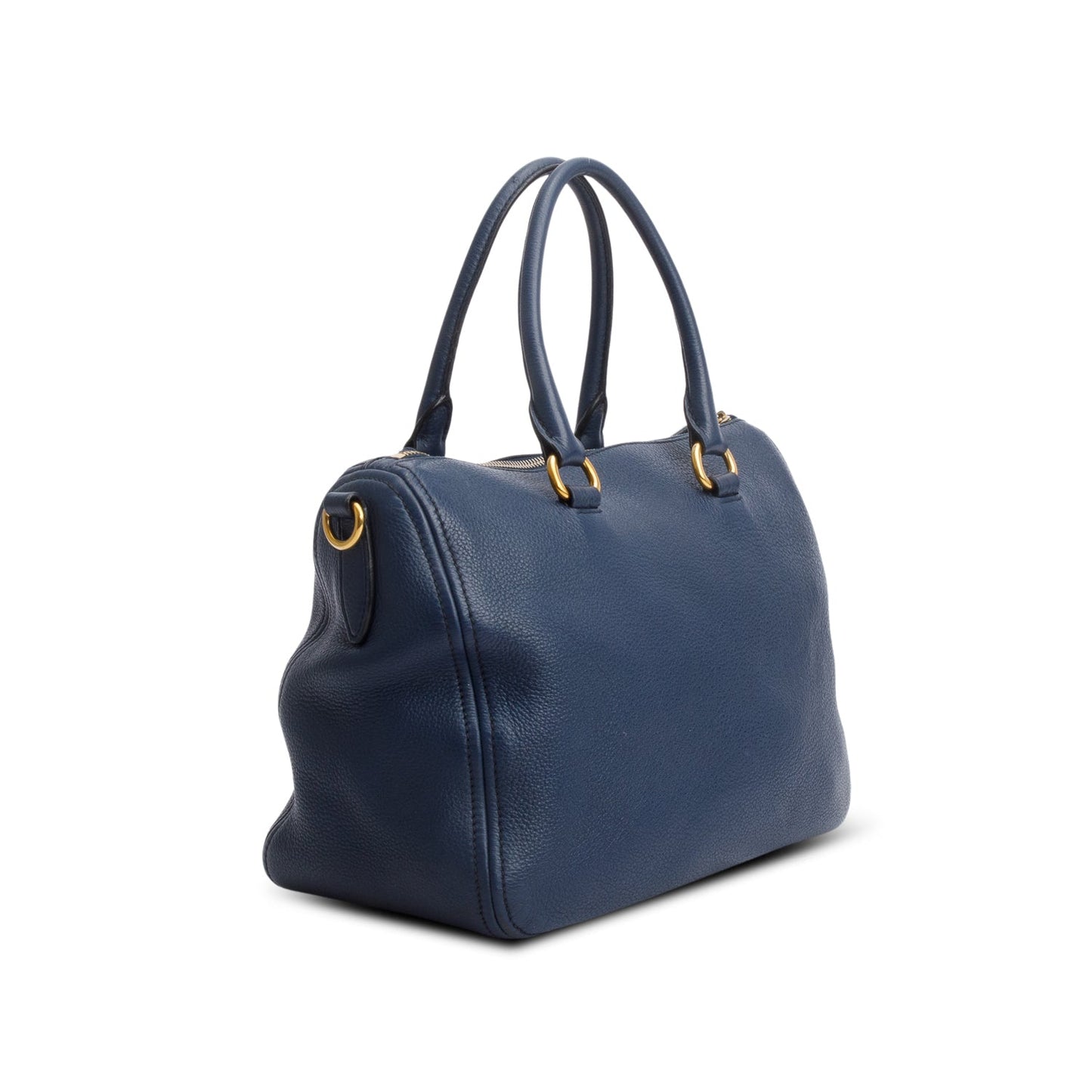 Prada Blue Vitello Daino Two-Way Tote