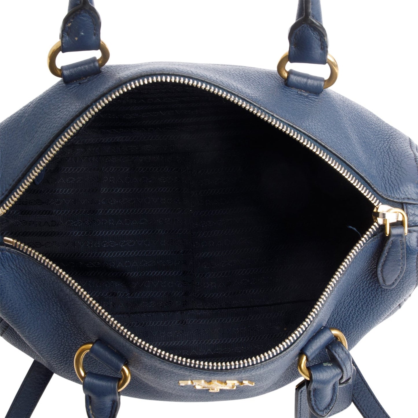 Prada Blue Vitello Daino Two-Way Tote