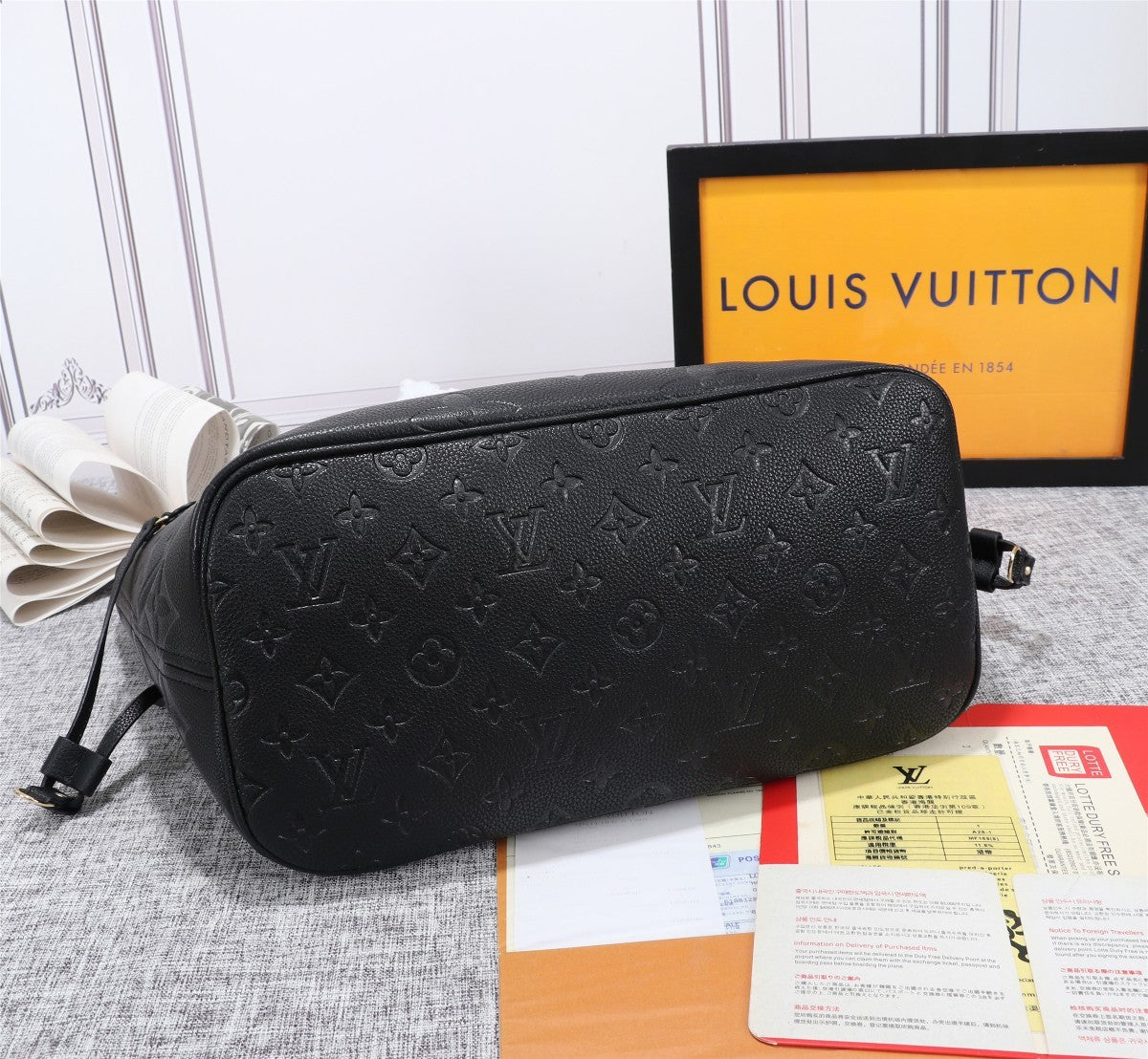 Louis Vuitton Neverfull MM Tote Bag Monogram Empreinte Black For Women, Handbags, Shoulder Bags 12.2in/31cm Top Quality M45685