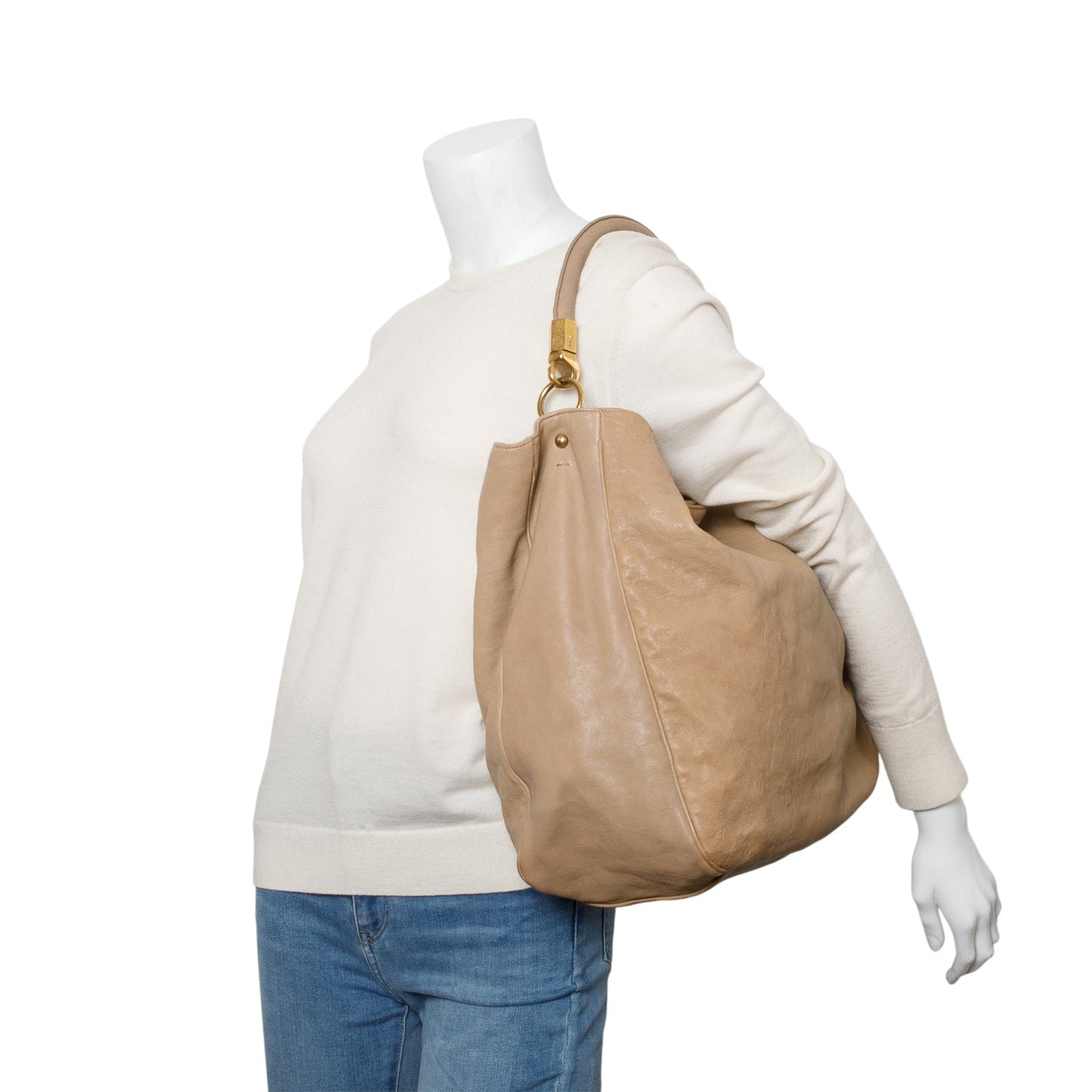 Saint Laurent   Brown Leather Large Roady Hobo