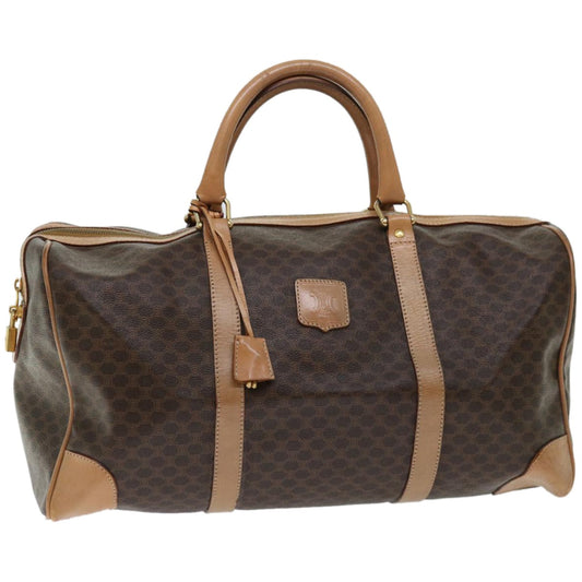 Luxury CELINE Macadam Canvas Boston Bag PVC Brown  66957