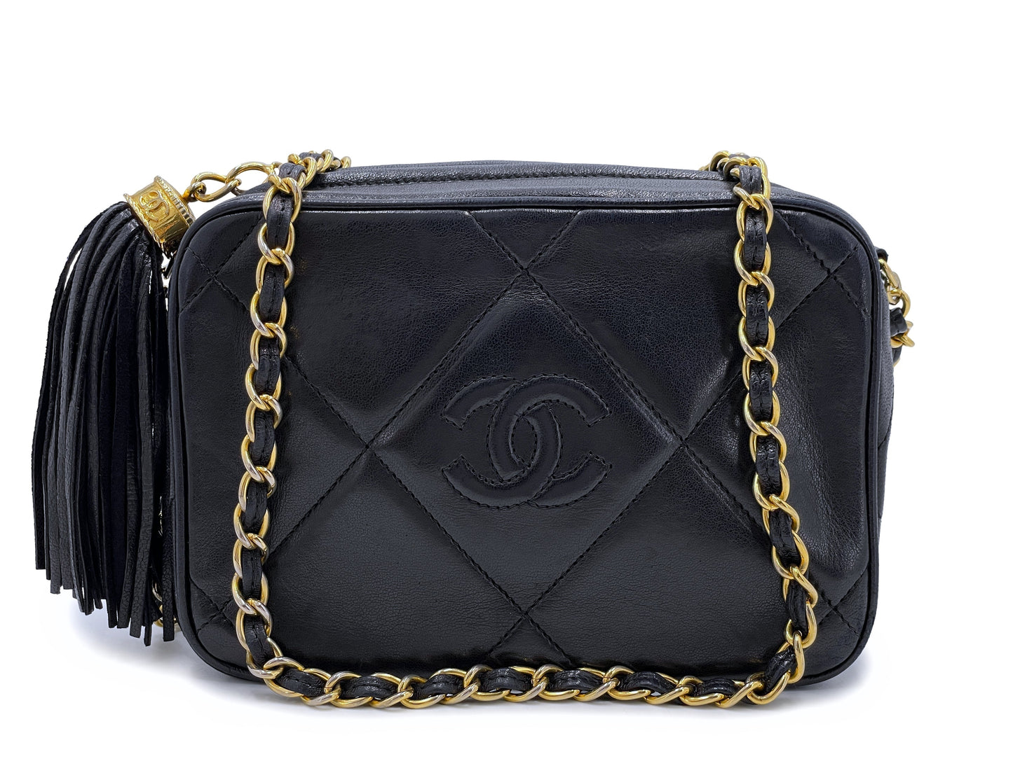 Chanel 1987   Black Mini Camera Case Bag 24k GHW Lambskin