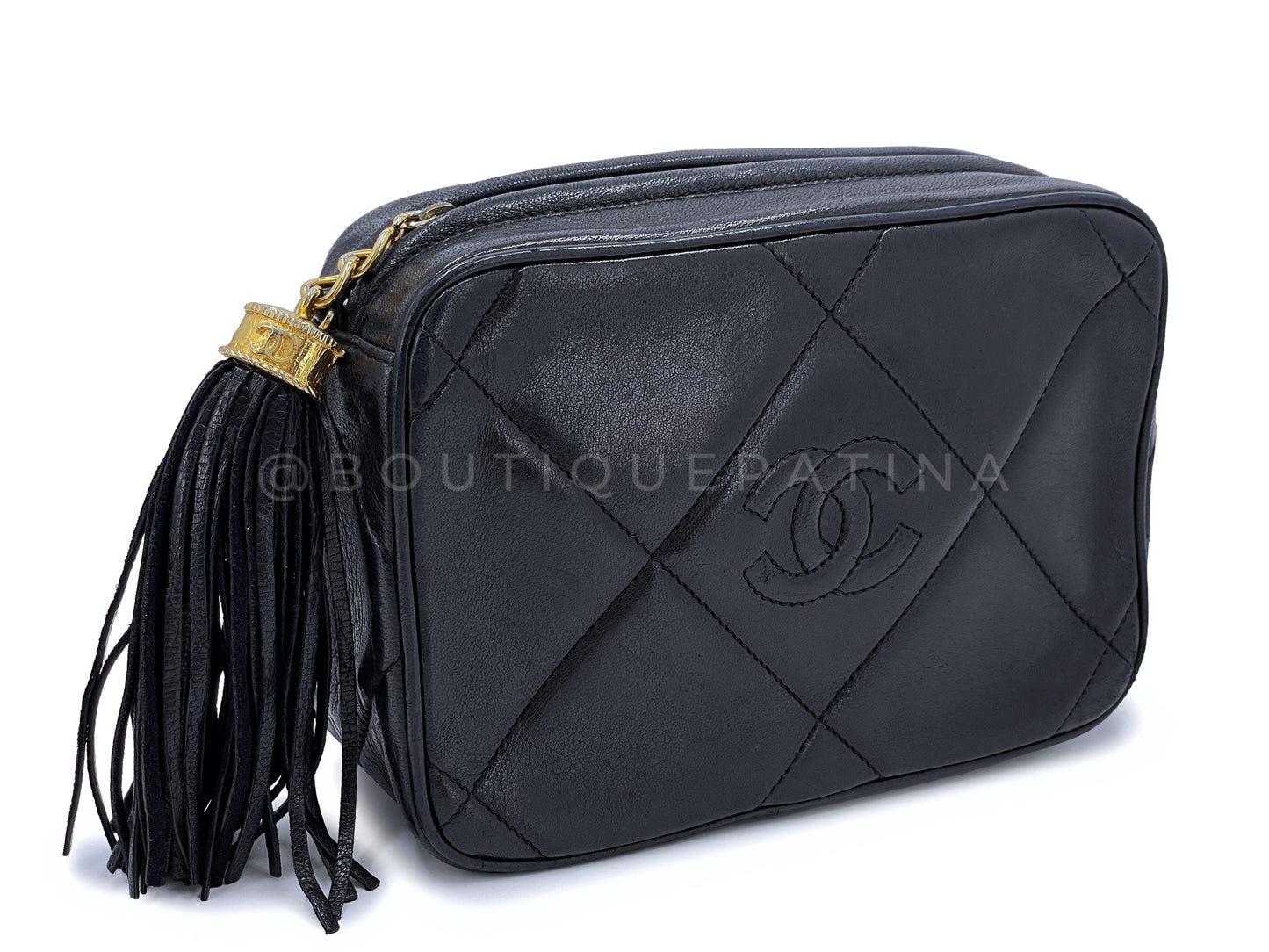Chanel 1987   Black Mini Camera Case Bag 24k GHW Lambskin