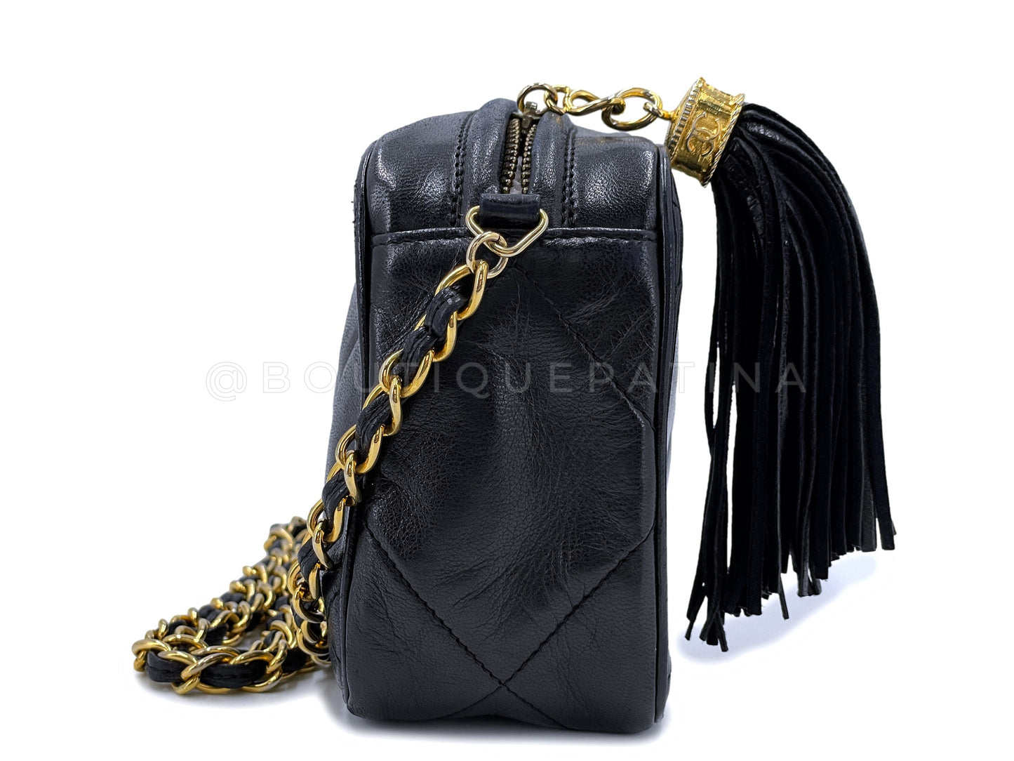 Chanel 1987   Black Mini Camera Case Bag 24k GHW Lambskin
