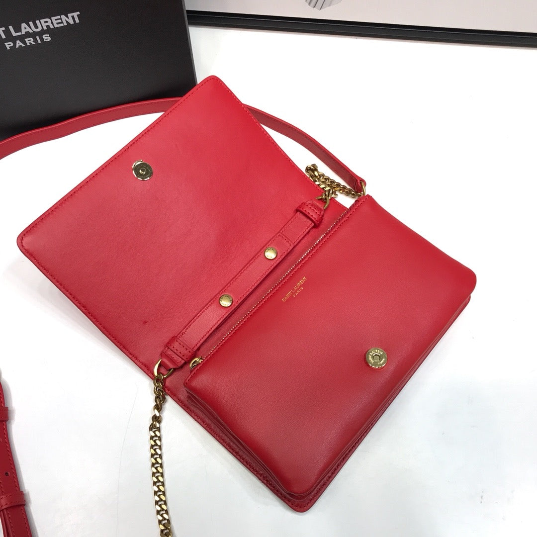 YSSL Angie Patent Handbag Red For Women 8in/22cm YSL