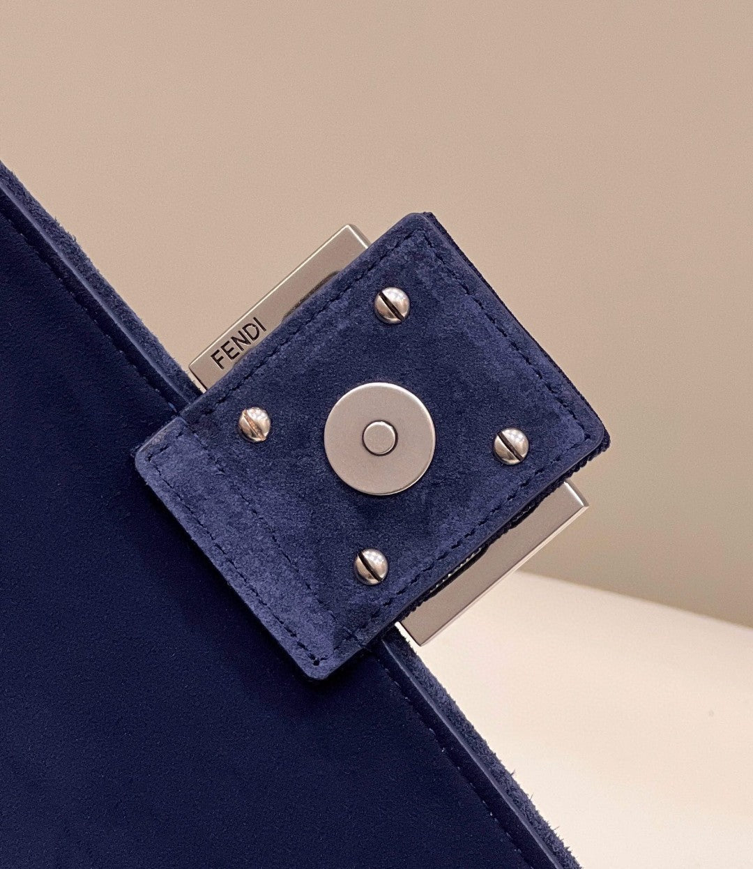 Top QualityTop Quality Baguette Chain Midi Navy Blue FF Fabric Bag For Woman 14.5cm/6in