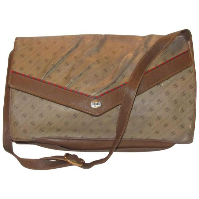 Gucci   Coated Canvas Leather In Browns With Red Green Accent