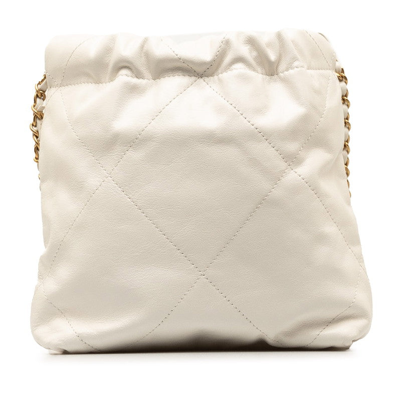 CHANEL COCOMARK CHANEL 22 Mini Wipes Chain Shoulder Bag White G Leather  CHANEL