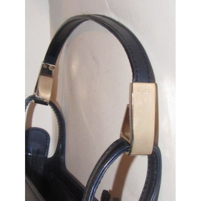 Gucci   Navy Blue Glossy Patent Leather And Satchel