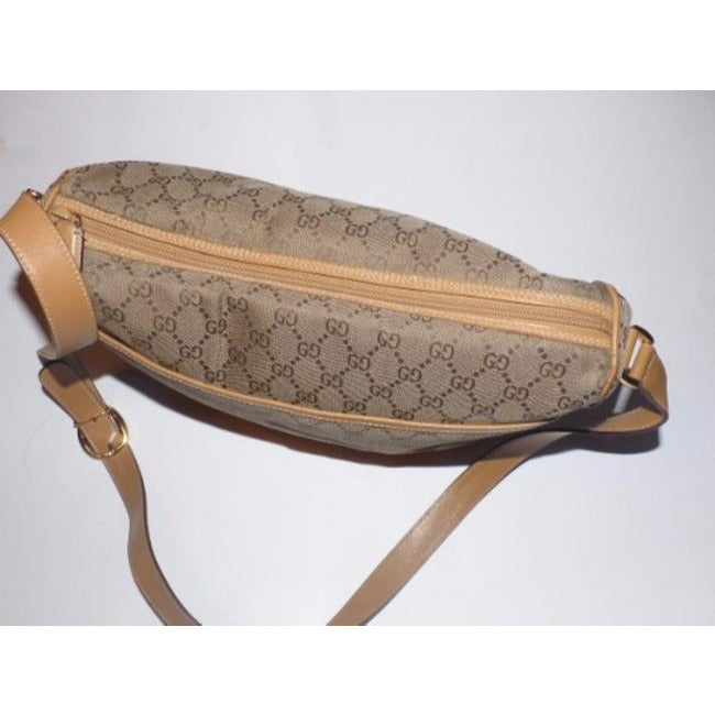 Gucci   Shades Of Brown Leather Canvas Cross Body Bag
