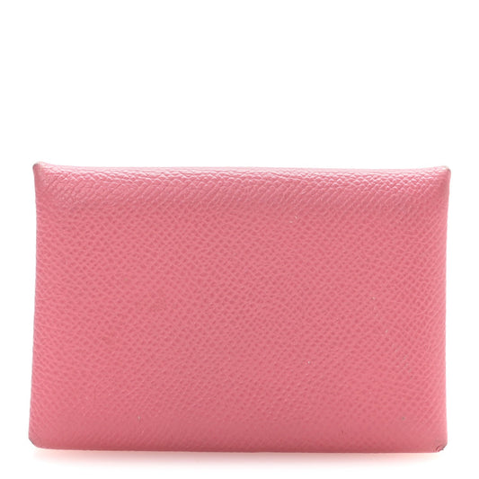 Hermes Epsom Calvi Card Case Rose Azalee