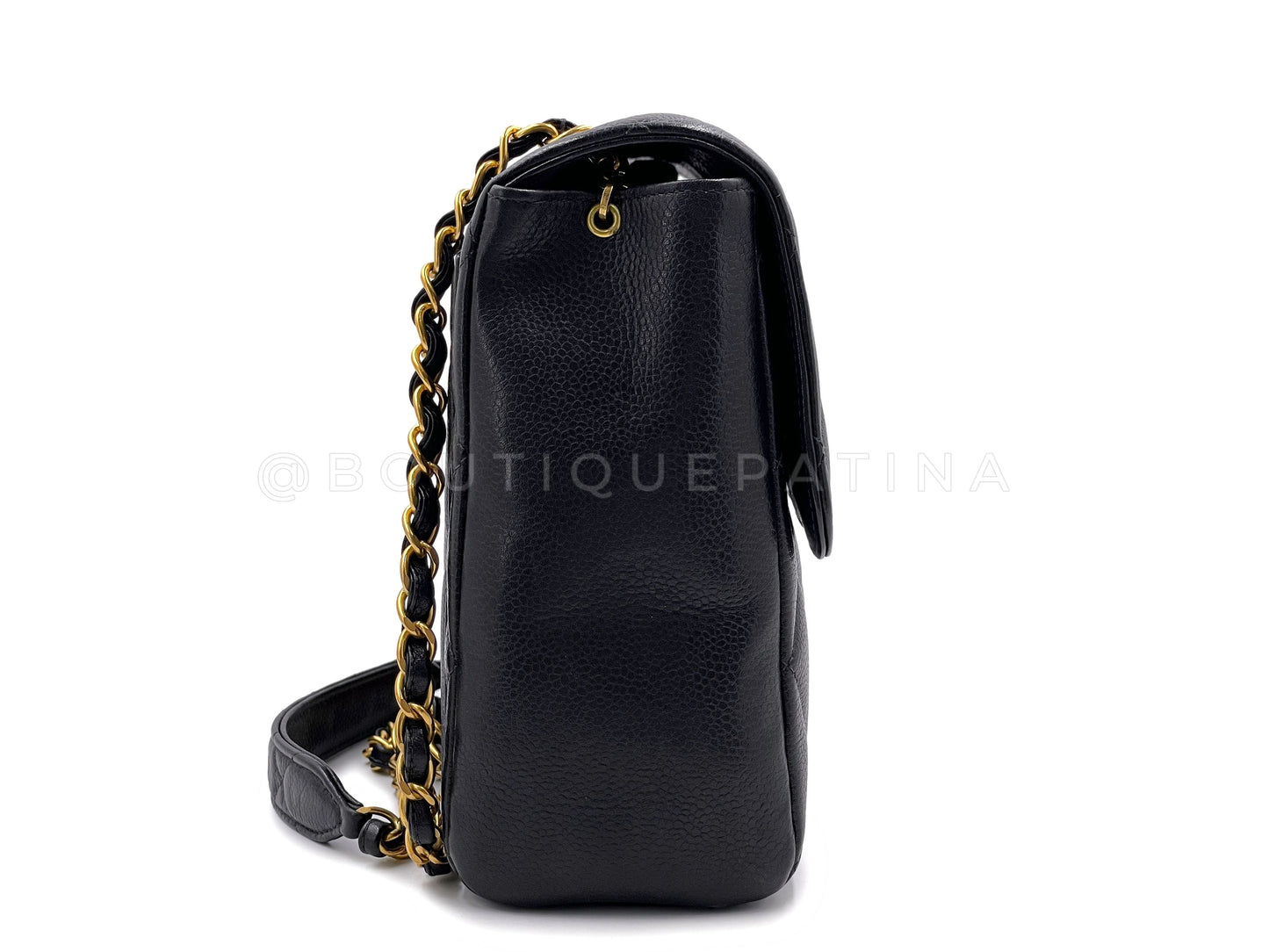 Chanel 1996   Black Caviar Square Crossbody Flap Bag 24k GHW