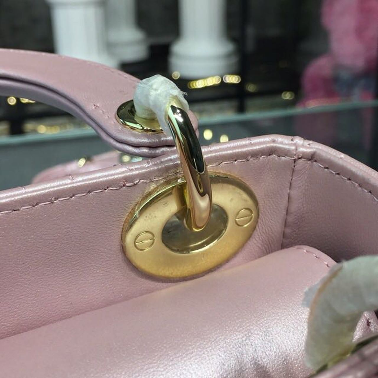 Top Quality Mini Lady Cannage Quilted Bag with Chain Gold Toned Hardware Pink For Women 6.5in/17cm CD