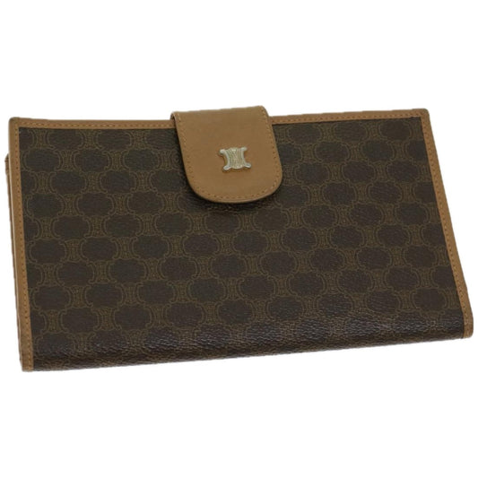 Luxury CELINE Macadam Canvas Wallet PVC Leather Brown  67107