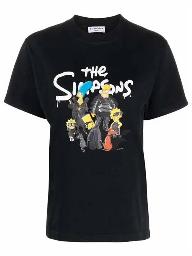 Luxury Balenciaga Trending 2025 WoMen's The Simpsons Printing Small Fit Short Sleeve T-Shirt Black