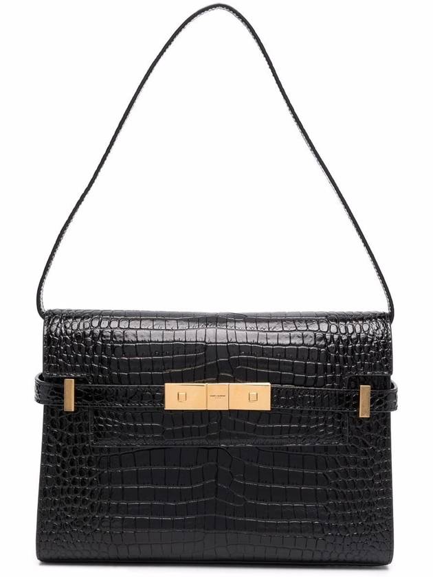 Luxury Saint Laurent Trending 2025 Manhattan Crocodile Small Shoulder Bag Black