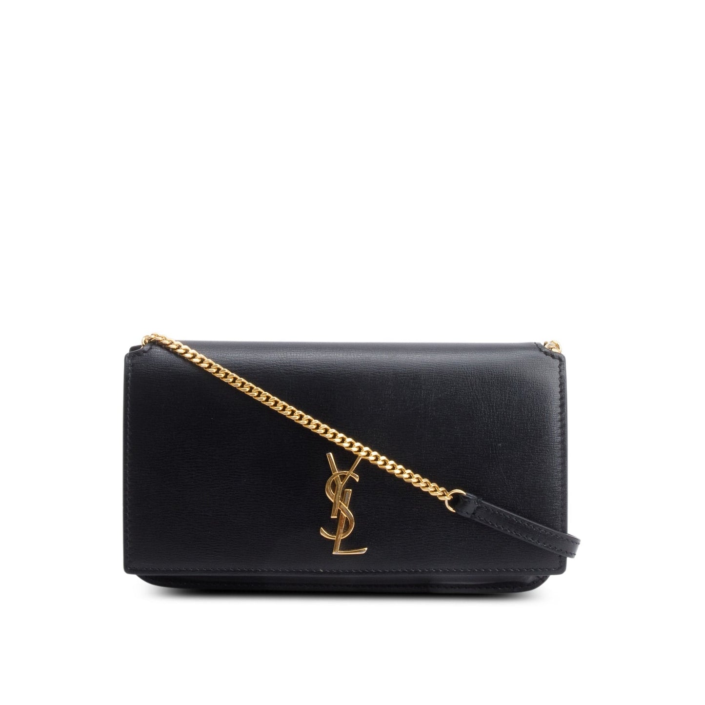 Saint Laurent 2024 Black Calfskin Leather Cassandre Phone Holder