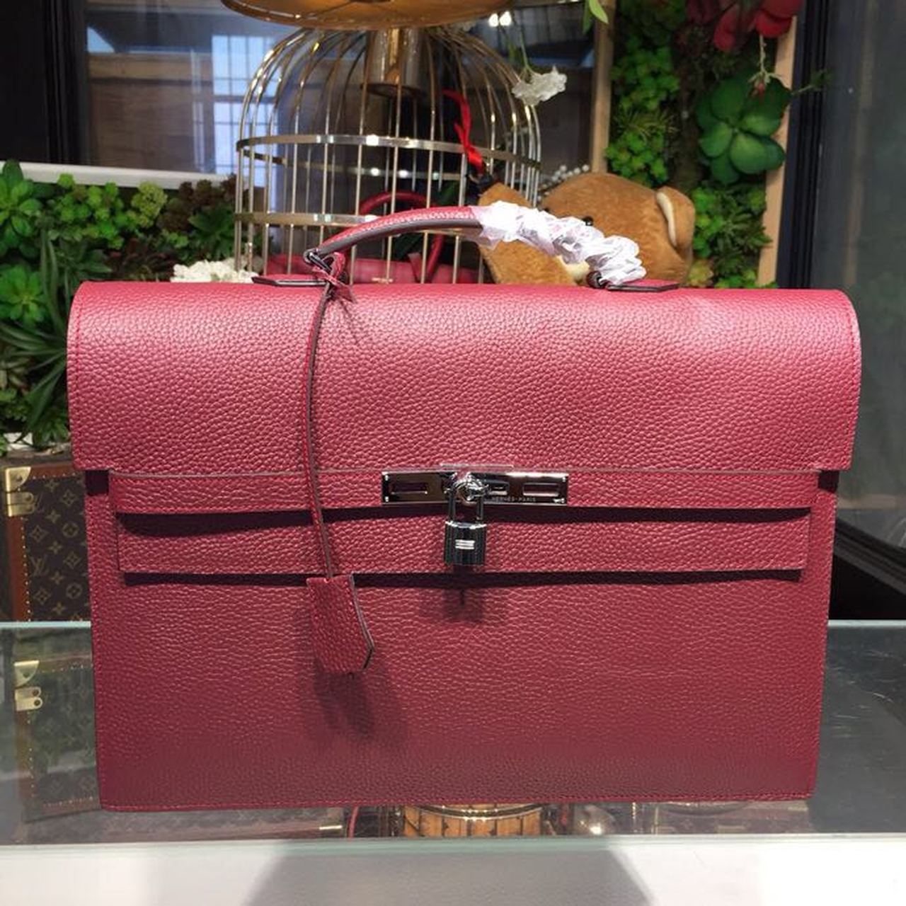 Top Quality Kelly Depeche Burgundy For Women PallaTop Qualityum Hardware 15in/38cm