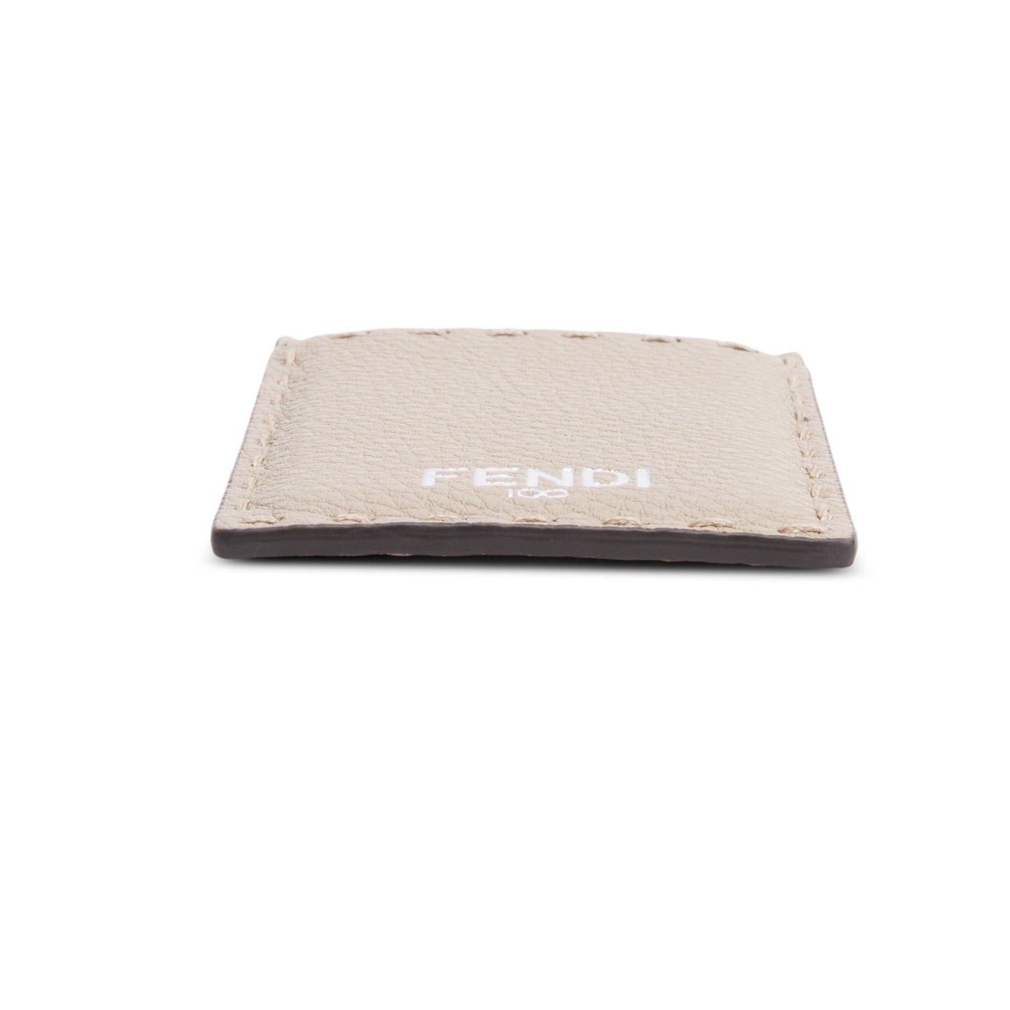 Fendi Beige Selleria Grained Leather Card Holder
