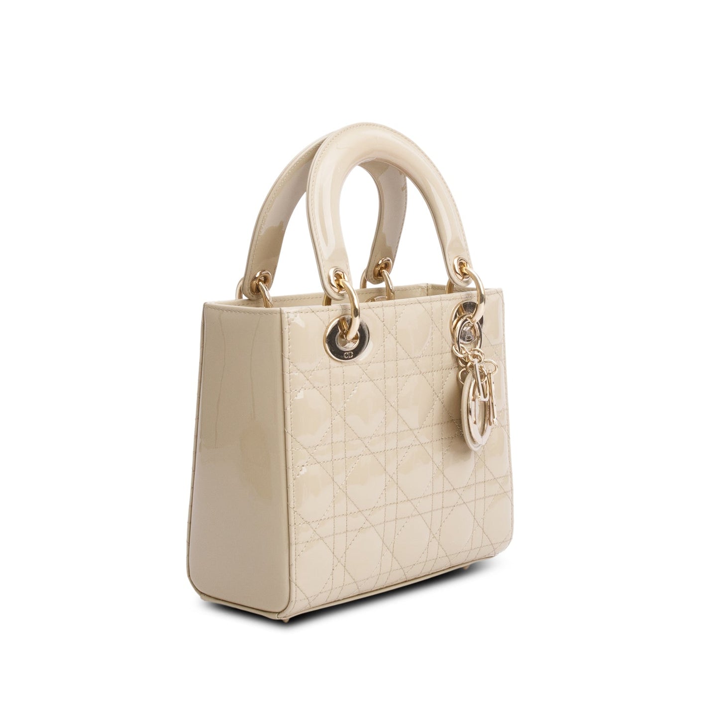 Christian Dior 2022 Beige Patent Cannage Leather Small Lady Dior