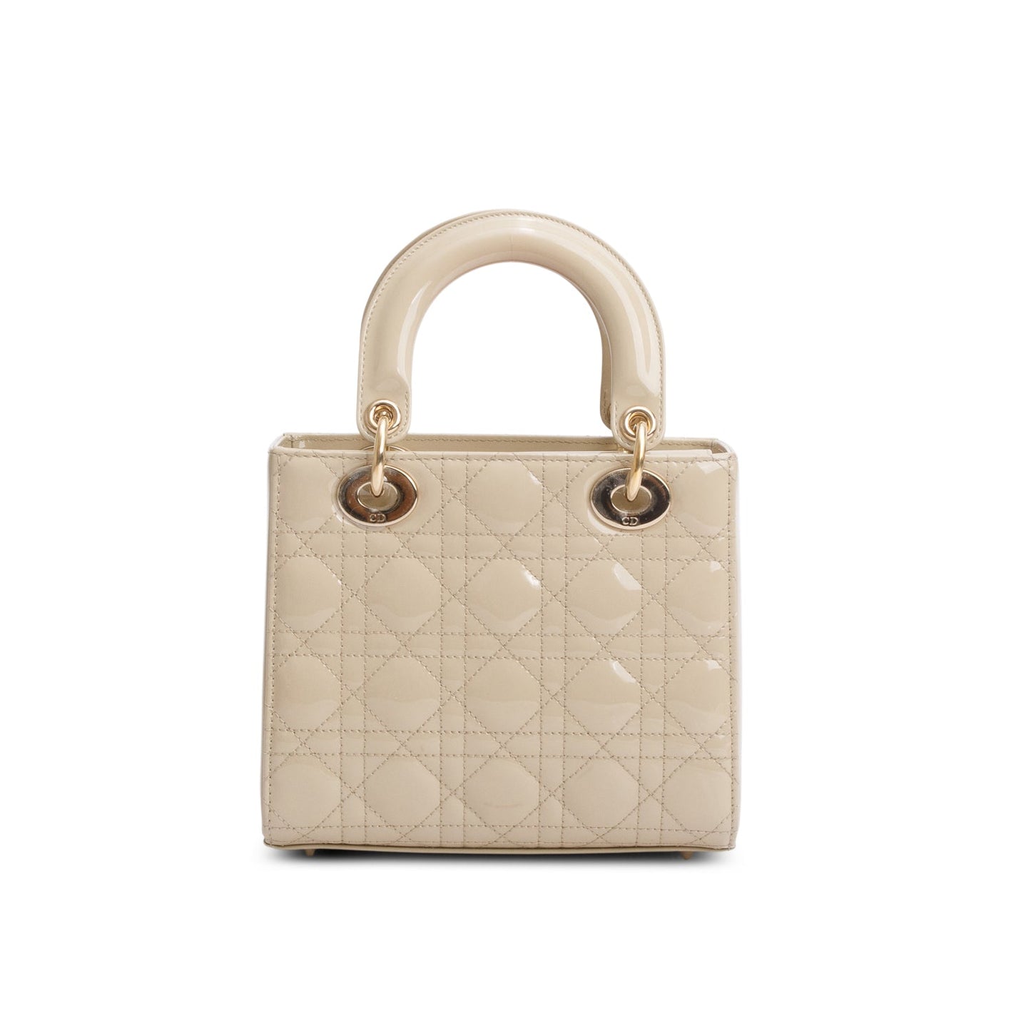 Christian Dior 2022 Beige Patent Cannage Leather Small Lady Dior