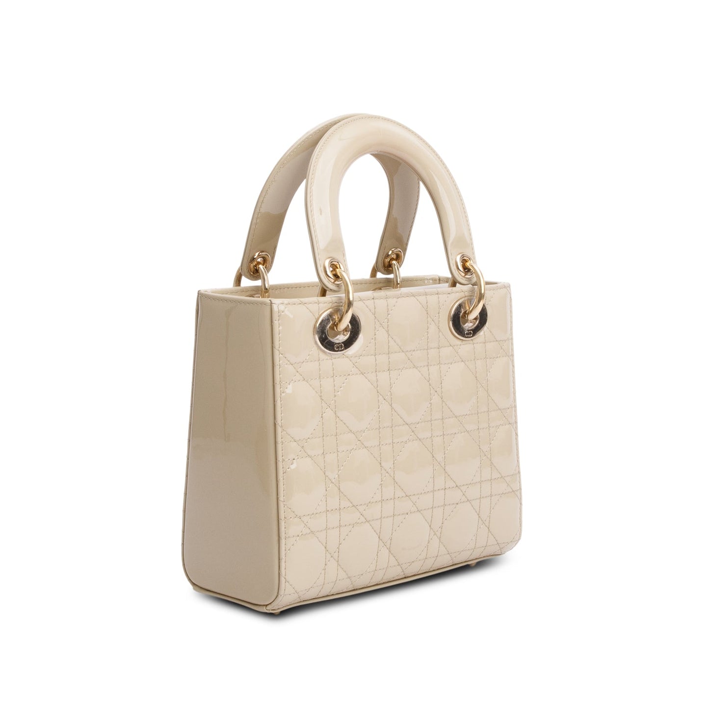 Christian Dior 2022 Beige Patent Cannage Leather Small Lady Dior
