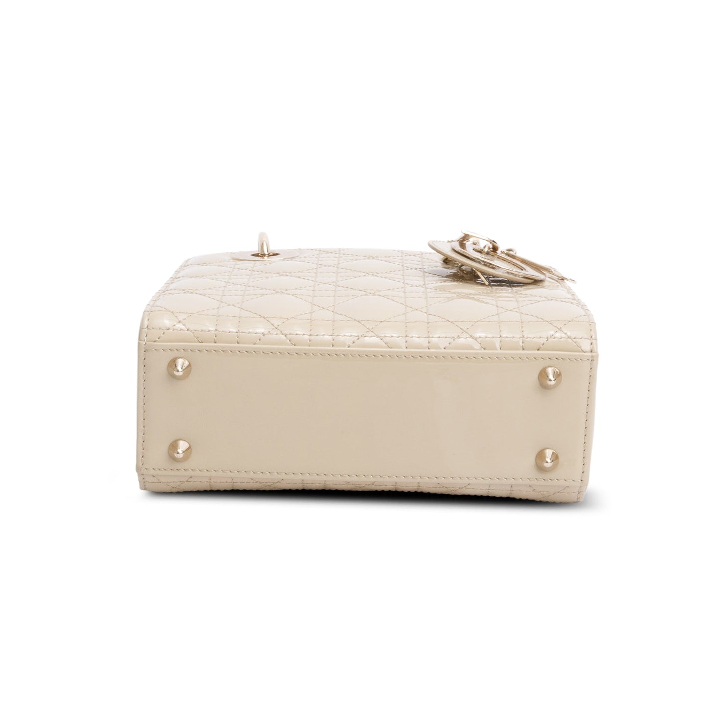 Christian Dior 2022 Beige Patent Cannage Leather Small Lady Dior