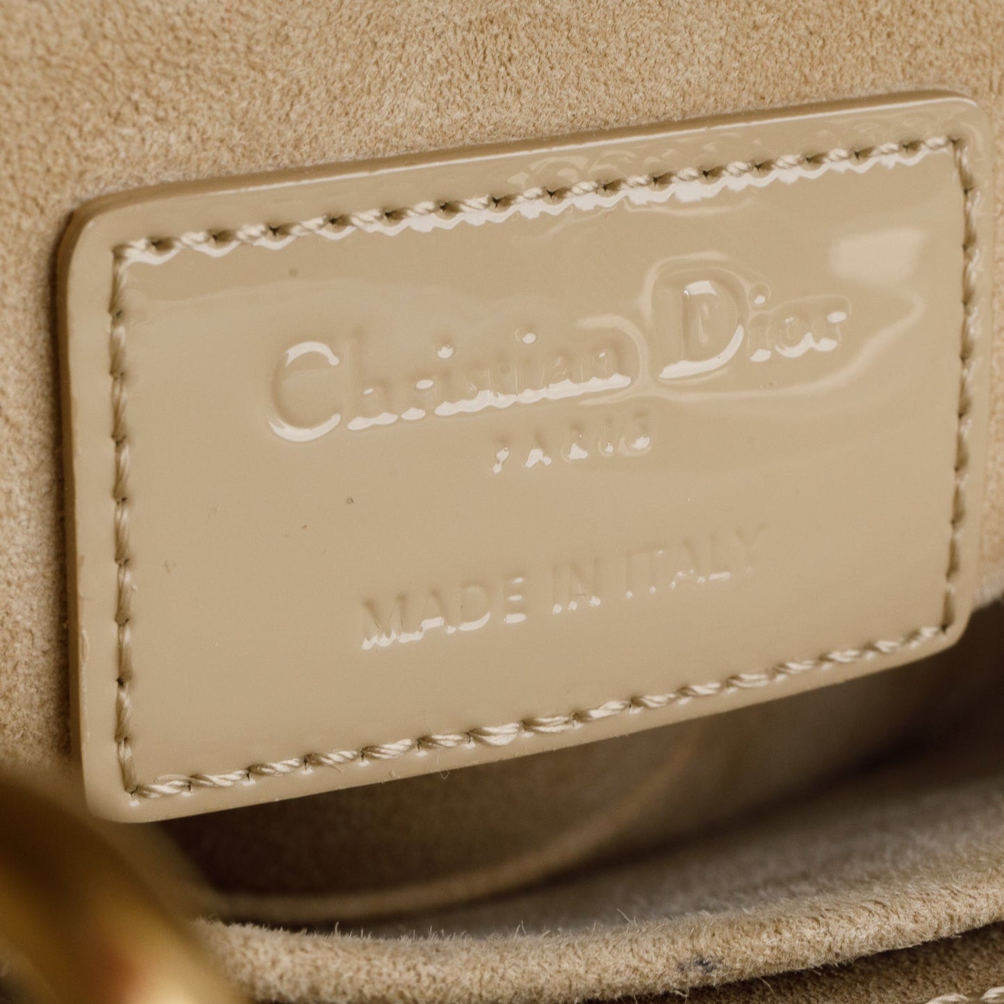 Christian Dior 2022 Beige Patent Cannage Leather Small Lady Dior