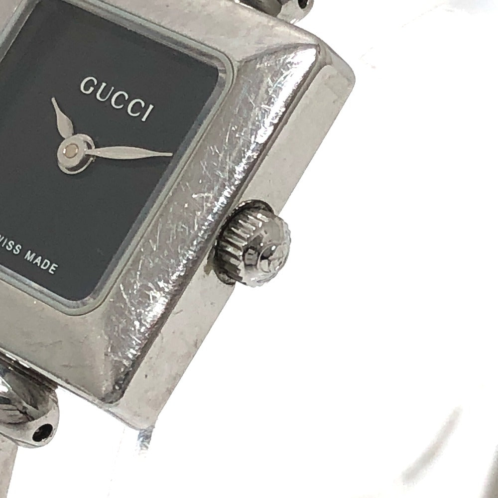 GUCCI Watches Quartz Stainless Steel Silver 1900L Bungle Square black dial Women  d