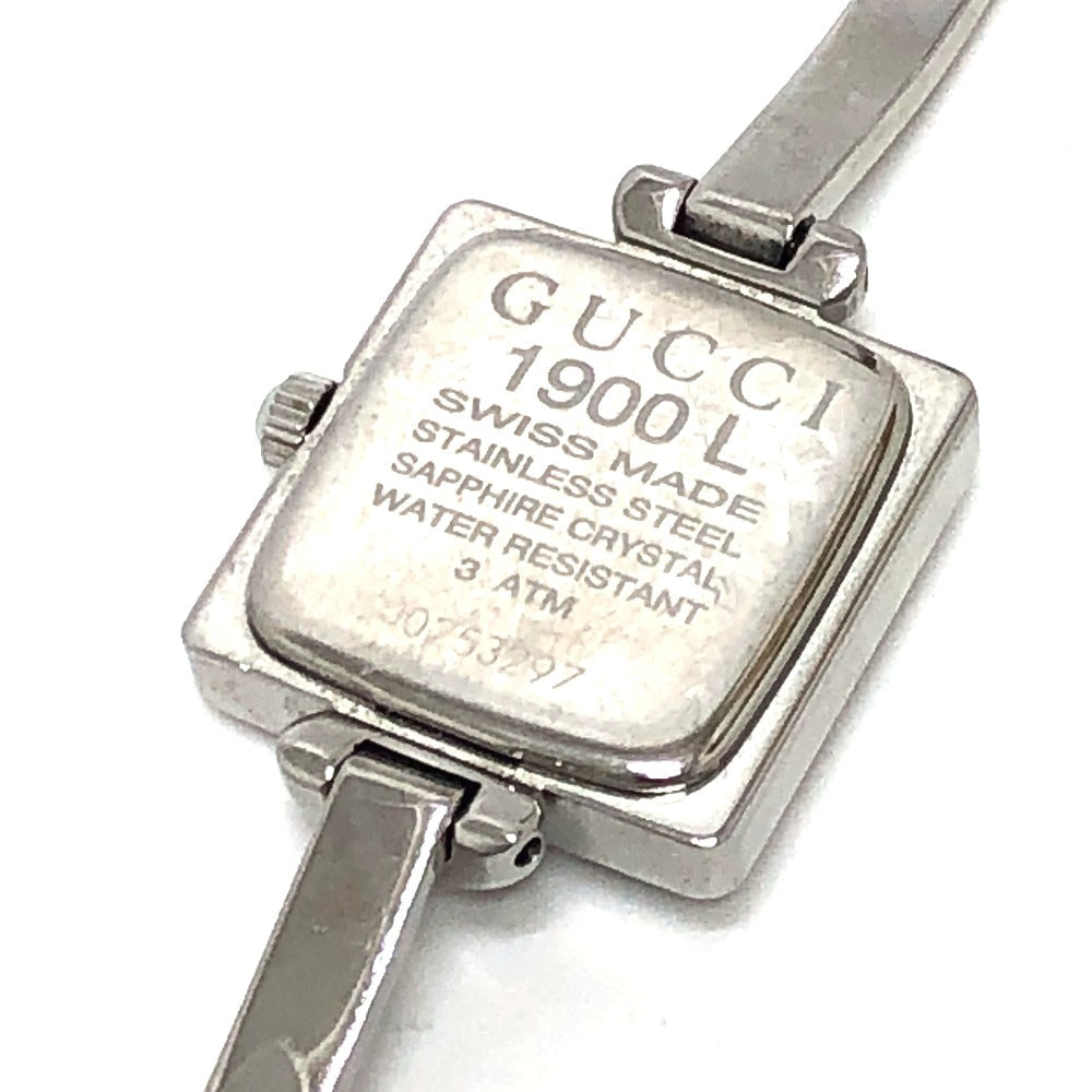 GUCCI Watches Quartz Stainless Steel Silver 1900L Bungle Square black dial Women  d