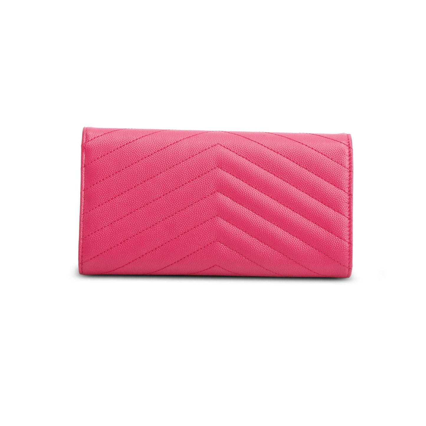 Saint Laurent 2021 Pink Grain de Poudre Cassandre Matelasse Large Flap Wallet
