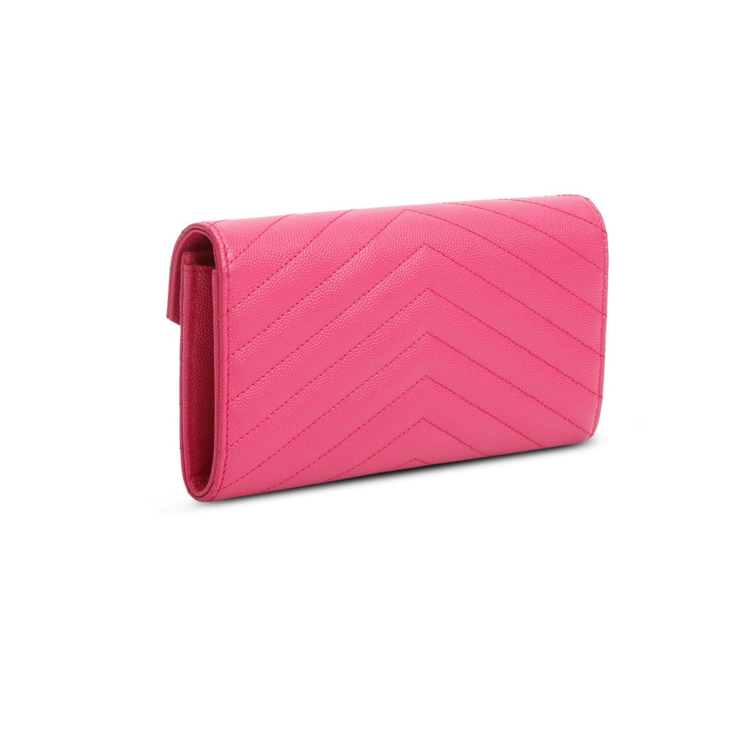 Saint Laurent 2021 Pink Grain de Poudre Cassandre Matelasse Large Flap Wallet