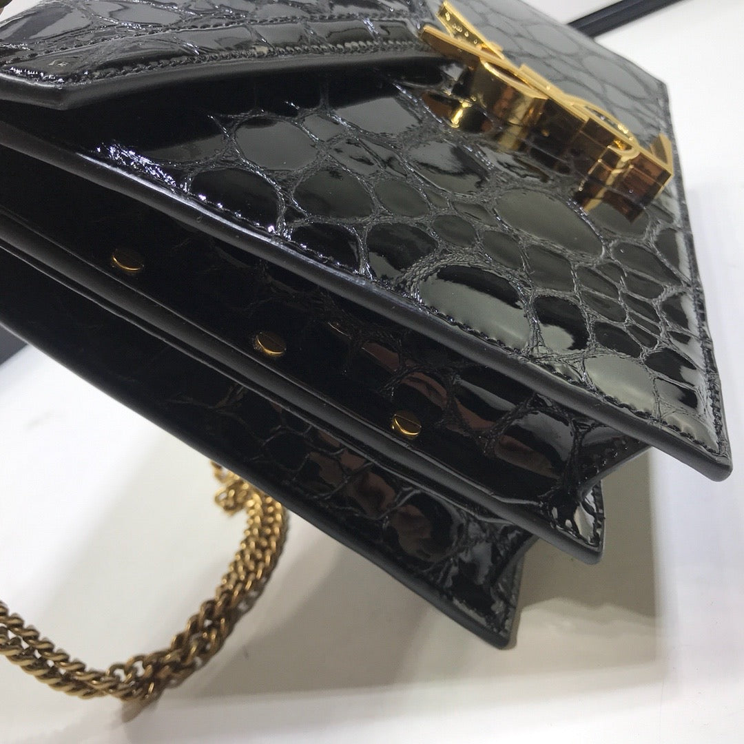 YSSL Cassandra Small Crossbody Bag With Stone Print Black For Women 7in/19cm YSL