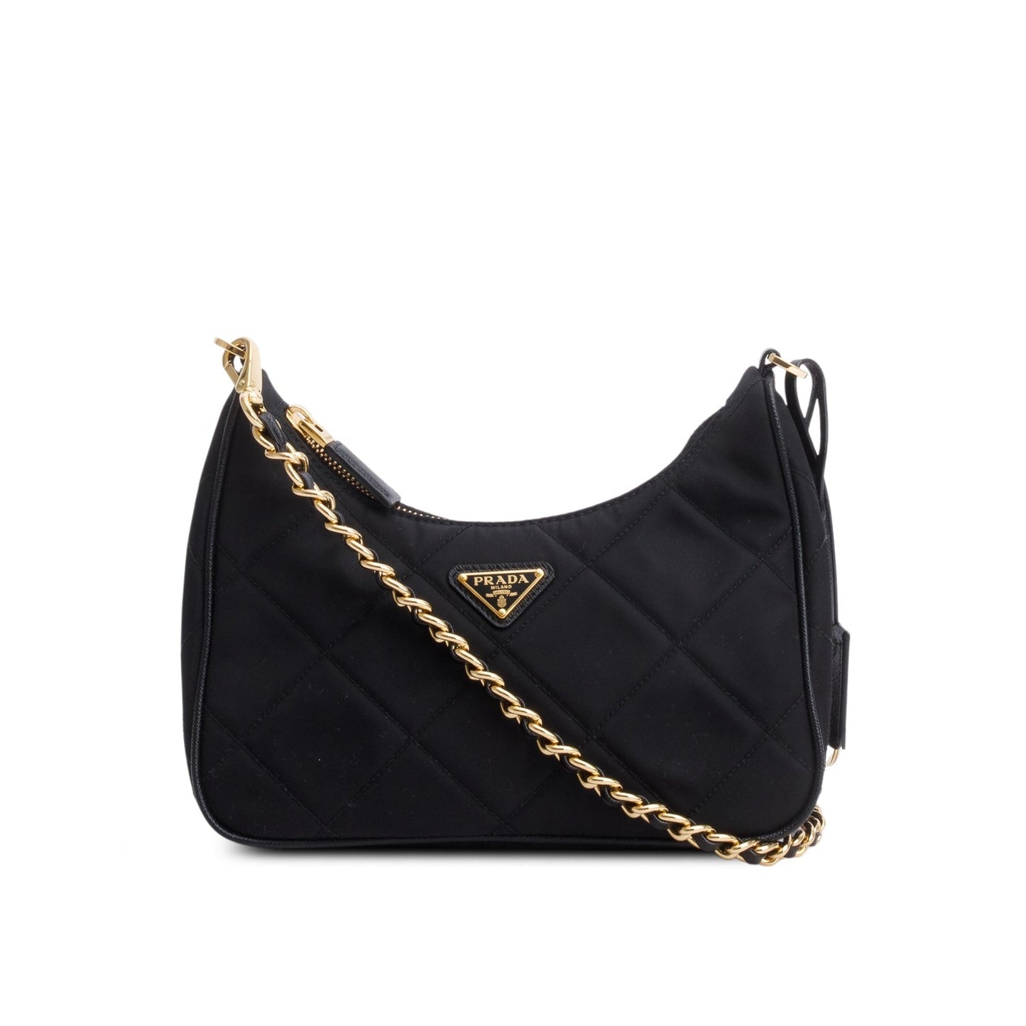 Prada Black Re-Nylon Quilted Re-Edition 1995 Chaine Shoulder Bag