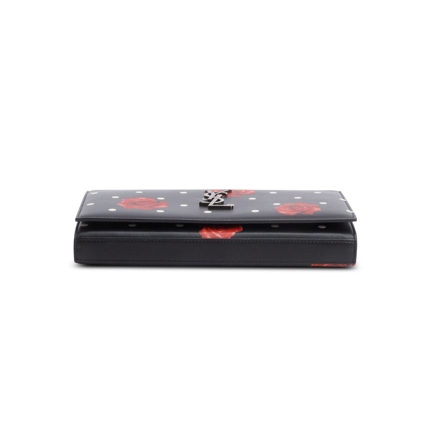 Saint Laurent Black Printed Leather Monogram Kate Chain Wallet