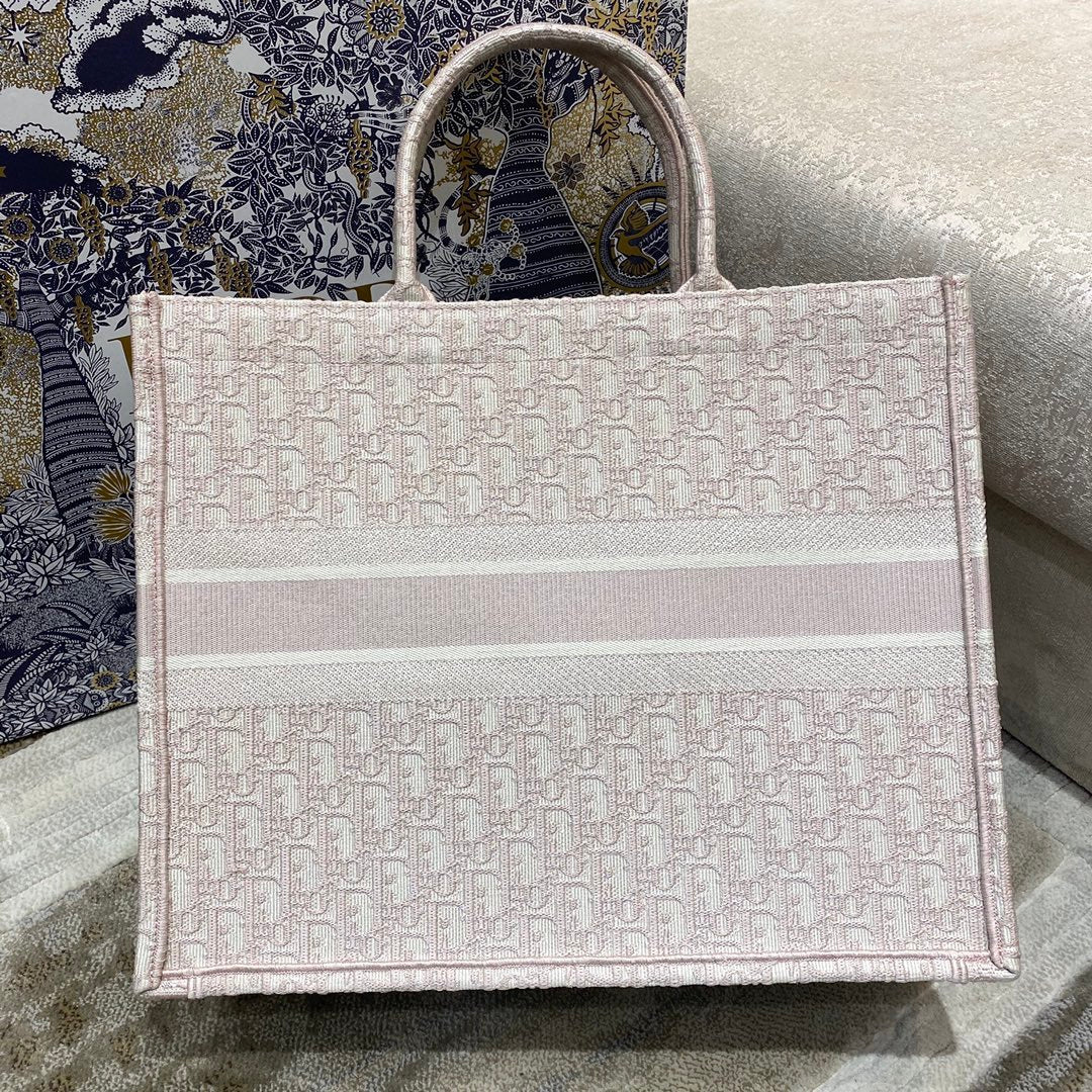 Top Quality Large Book Tote Rose Des Vents Oblique Embroidery, Pink, For Women Womens Handbags, Shoulder Bags, 42cm CD