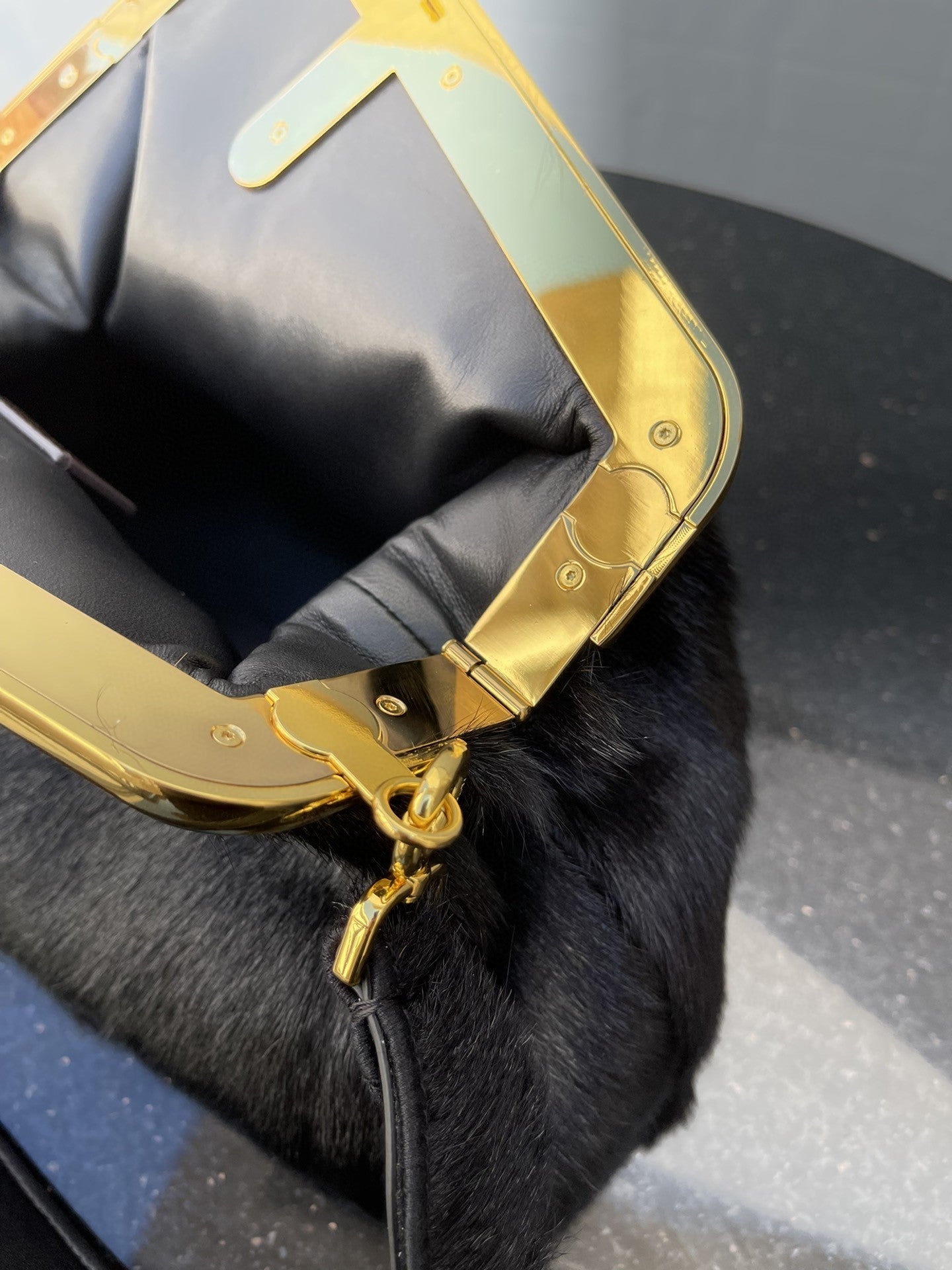 FI First MeTop Qualityum Black Fox Fur Bag For Woman 32.5cm/13in