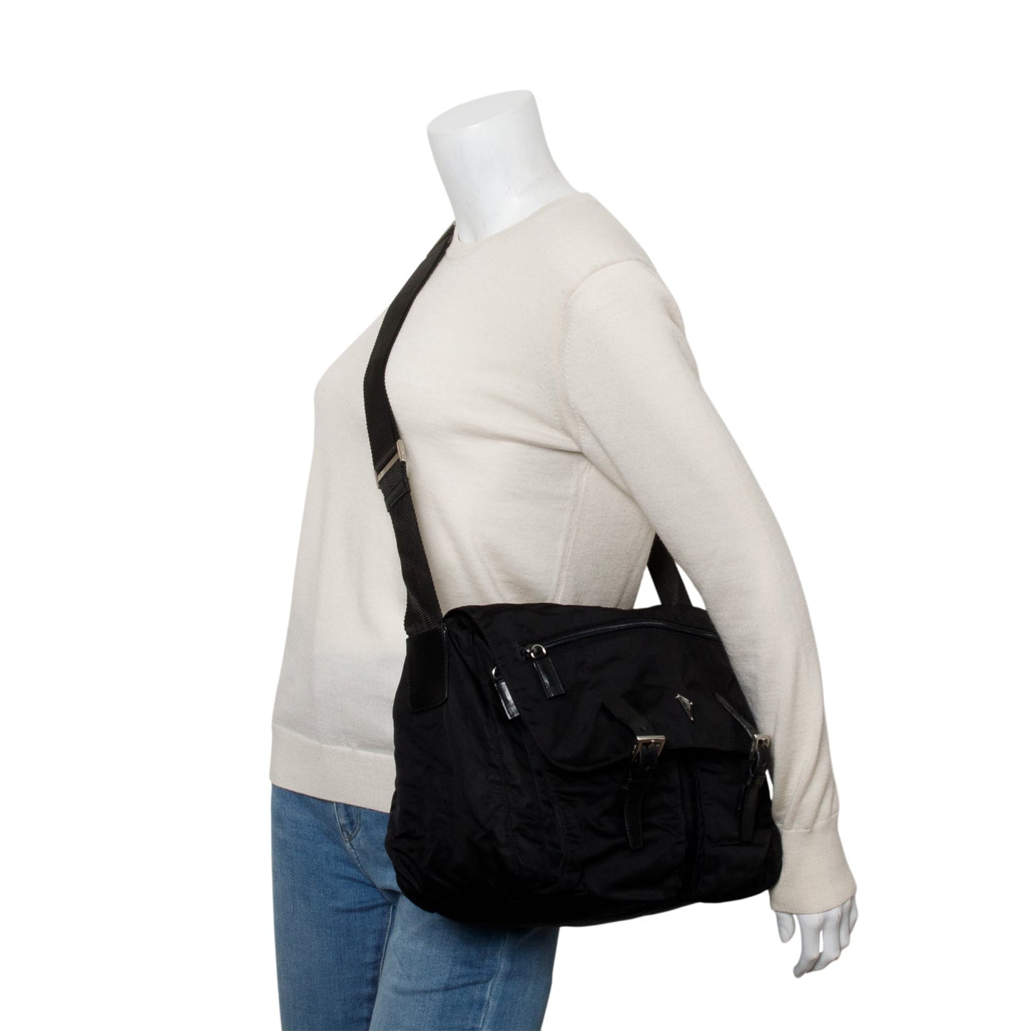 Prada Black Nylon Vela Sport Messenger Bag