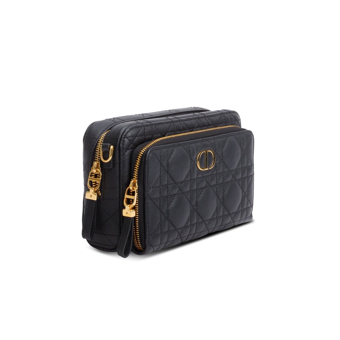 Christian Dior 2021 Black Supple Calfskin Caro Double Pouch